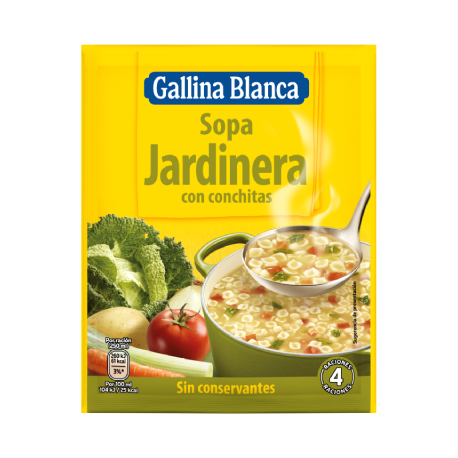 Sopa jardinera con conchitas