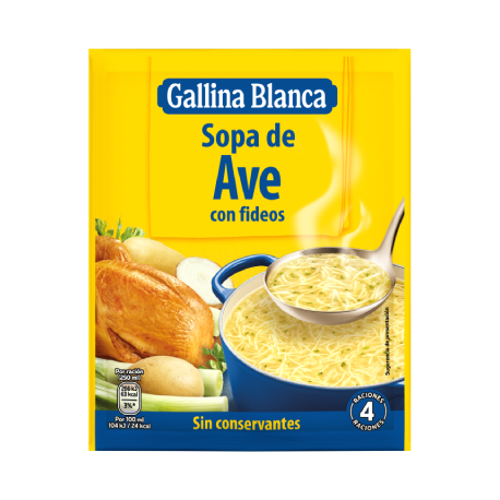 Sopa de ave con fideos Gallina Blanca