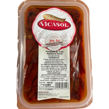 Poivrons grillés au four / Pimiento en tiras asado al horno 350 gr